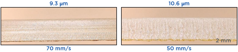 使用非標準波長 9.3 μm和標準波長 10.6 μm對標準級 PC 材料進行切割。